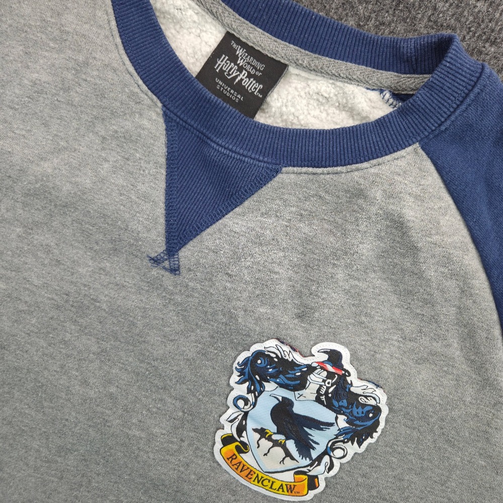 Harry Potter Ravenclaw Sweatshirt Unisex XL Grey Blue Cotton Raglan Pullover
